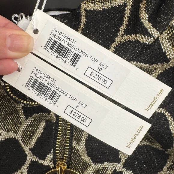 NWT • TRINA TURK • Frosty Meadows Cropped Knit Jacquard Zip-Front Top • Multi 🖤 - Picture 10 of 10